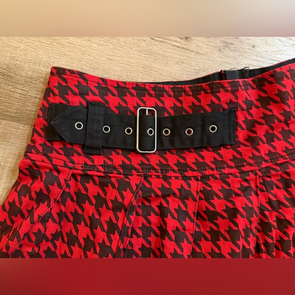 Tripp NYC by Daang Goodman Houndstooth Pleated Skater Skirt Belt Detail Size 14 - Picture 9 of 13